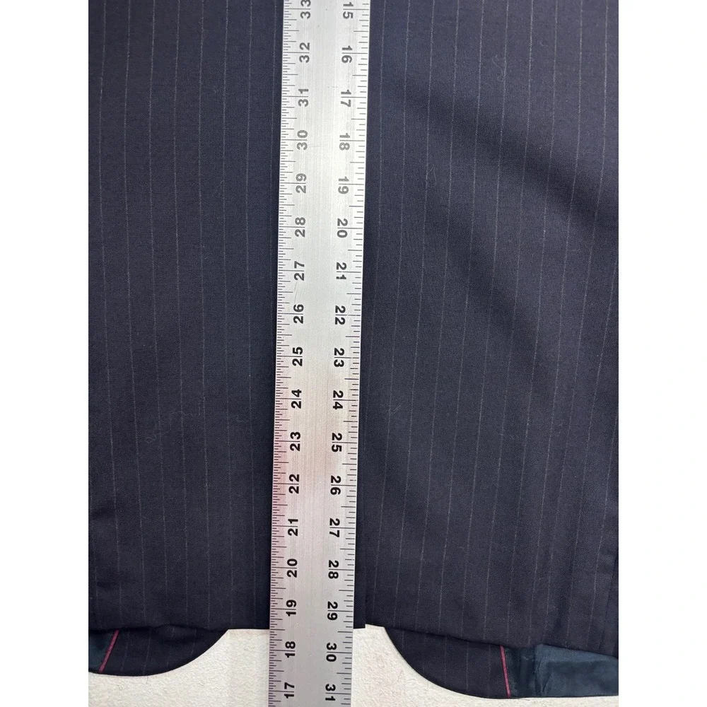 vtg 90s Evan Picone 40R 41R 34x32 Navy Blue Stripe 2pc Pant Suit Bootcut USA